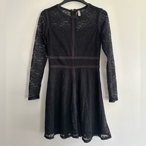 Xhilaration black lace & suede long sleeved dress